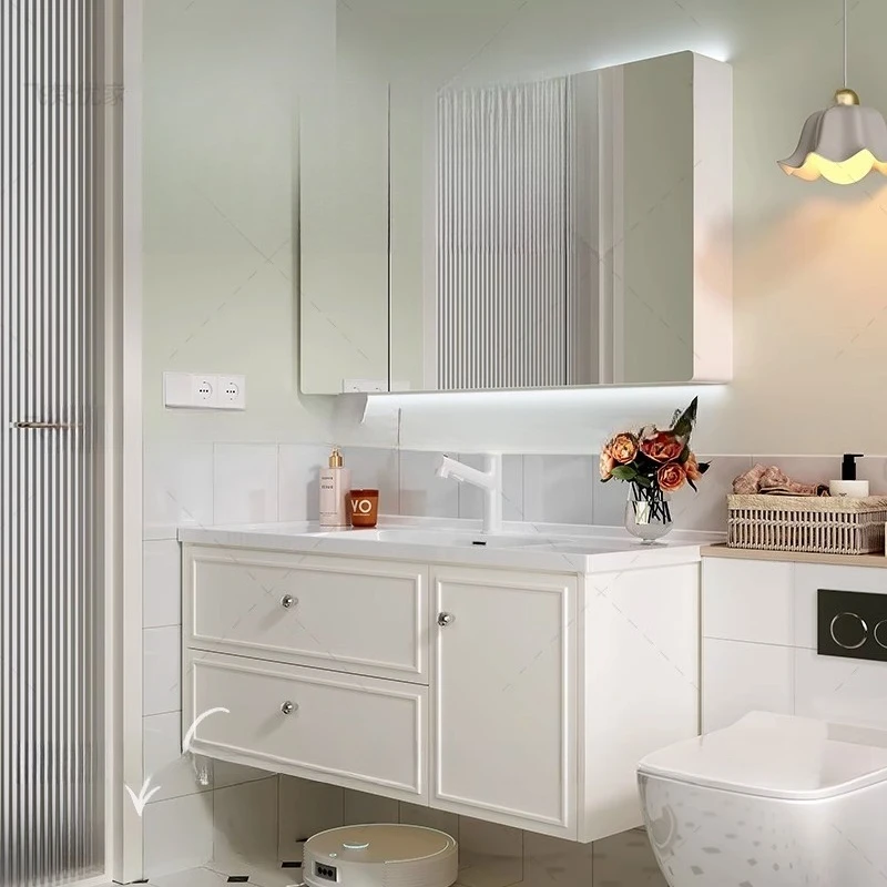 Bathroom Vanity Sink Cabinet Organizer Shelf Drawer Wooden Mirror Closet Meuble Salle De Bain Modern Storage Functional Column