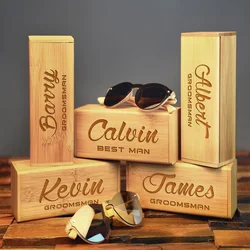 Personalized Engraved Gift Groomsmen Wedding Sunglasses Custom Name Bamboo Wood Sunglasses Best Man Father Wed Gift Party Favors