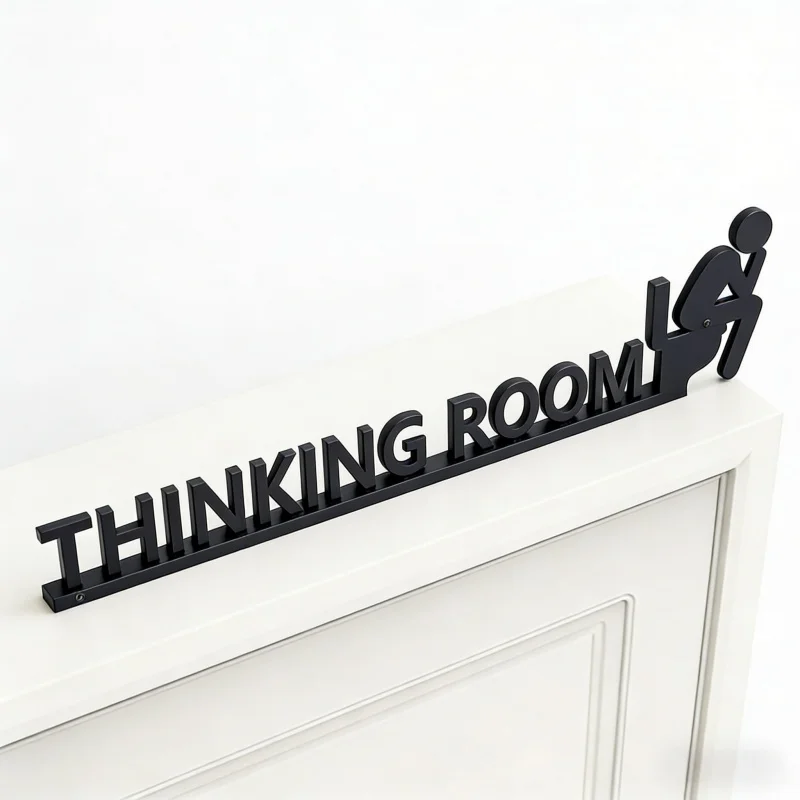 

Metal House Shape Bathroom Sign30cmx6.9cmToilet Door Fun Sign Decorative Plate Creative Hanging Decoration