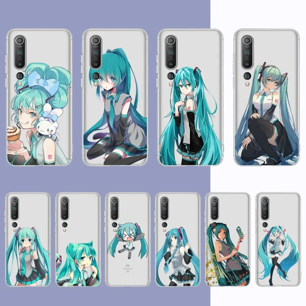 Amine H-Hatsunes-M-Miku girls Phone Case For Samsung S 20 21 22 23 for Redmi Note7 8 9 10 for Huawei P20 30 40 Clear Case