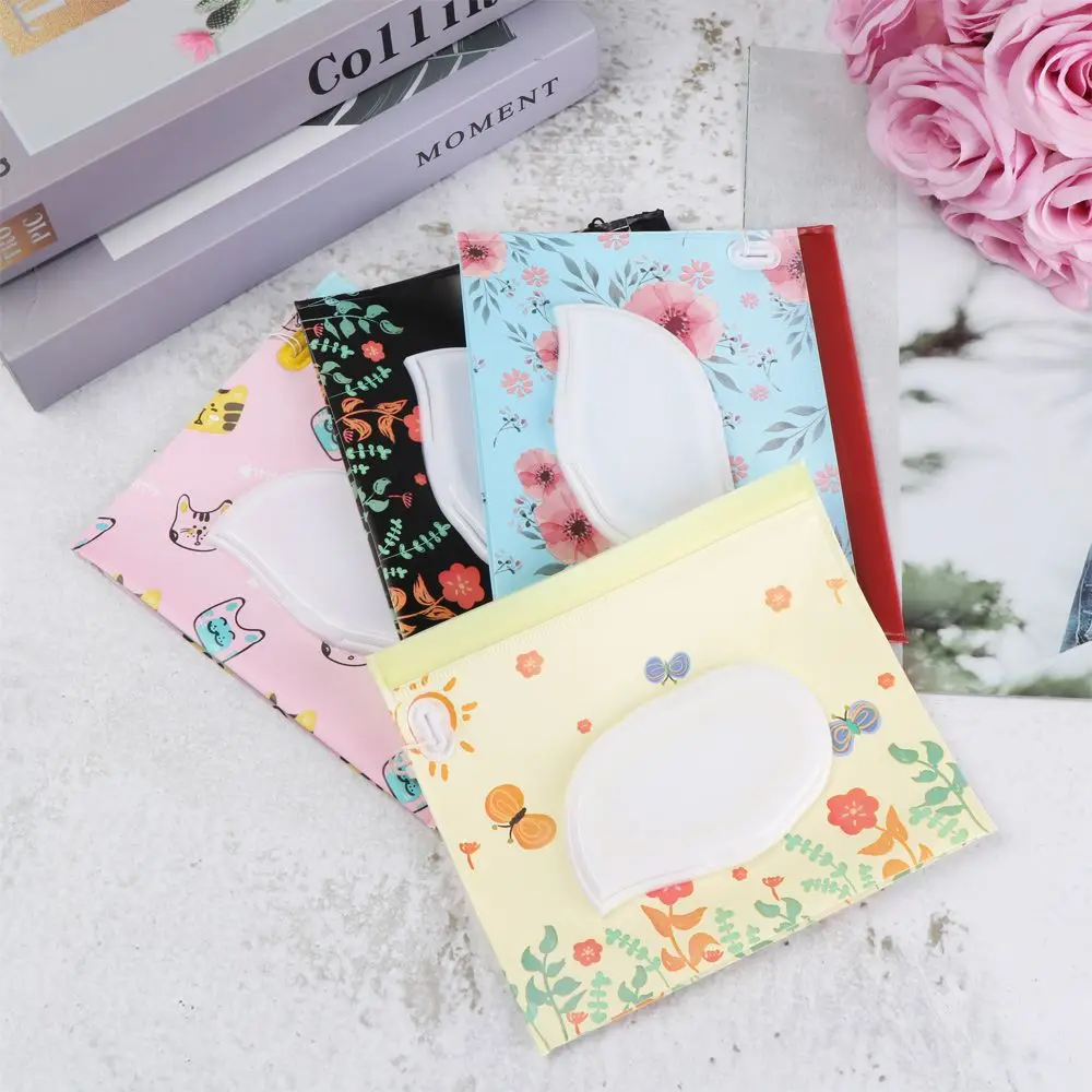 Cute Fashion Baby Product Portable Flip Cover Snap-Strap Stroller Accessories Tissue Box Wet Wipes Bag Cosmetic Pouch
