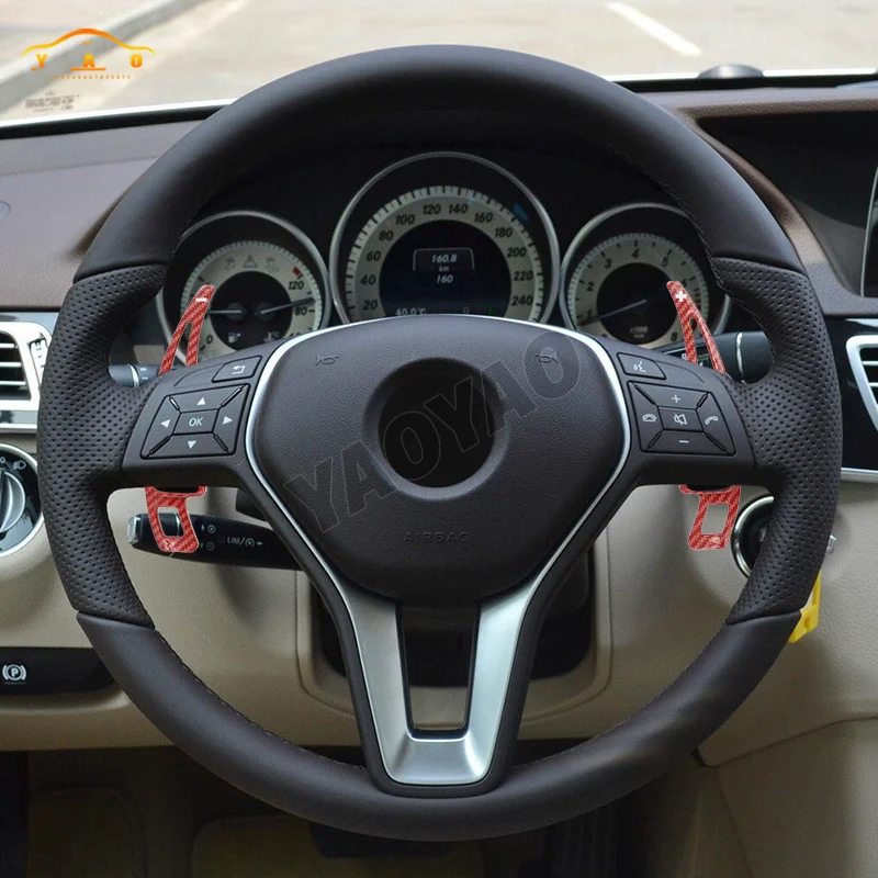 ABS Carbon Fiber Car Steering Wheel Shift Paddle Extension For Mercedes Benz A B M E Class W176 W246 GLK SLK CLA GLA