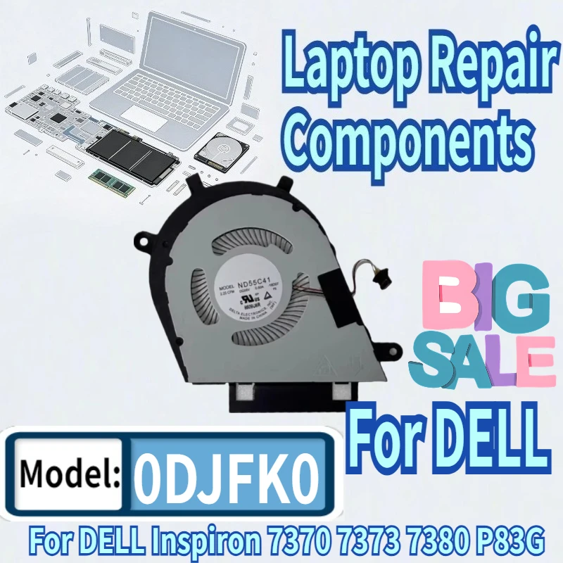 

0DJFK0 01N9FD For DELL Inspiron 7370 7373 7380 P83G Laptop CPU Cooling Fan Cooler Fan DJFK0 CN-0DJFK0 1N9FD CN-01N9FD