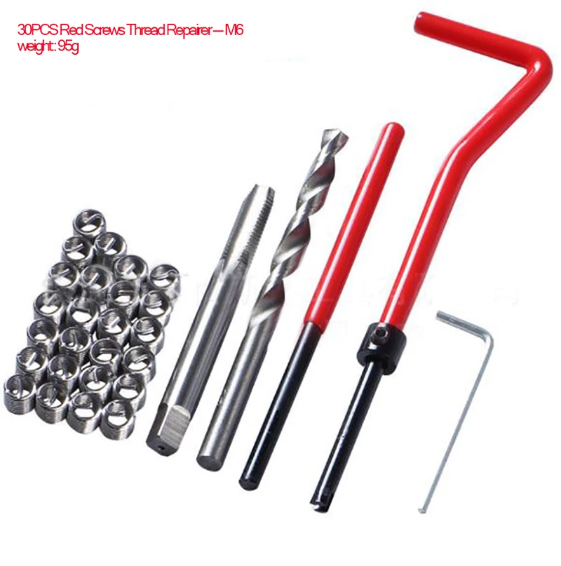 3 Kinds of Recoil Thread Inserts Installation Kit Screw Sleeve Repair Wrench Twist Drill Screw Tap Tool  30Pcs M5 M6 M8