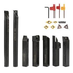 8mm 10mm 12mm 16mm Shank Lathe Turning Tool Holder Boring Bar Lathe Tool Lathe Cutter CNC Metal Turning Rod Holders and Inserts