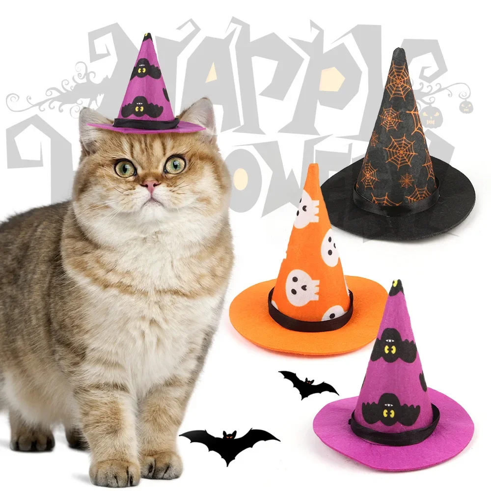 Halloween Pet Dress Up Cat Witch Hat Trumpet Wizard Dog Hat Halloween Cat Pointed Hat Pet Cat Dog Costume