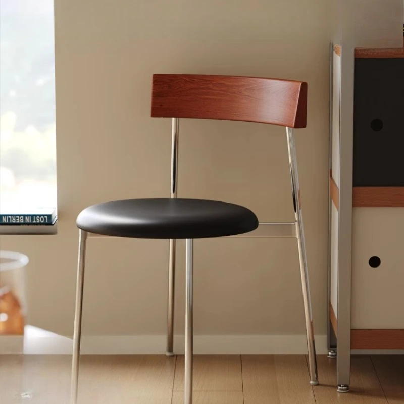 

Rustic Japandi Dining Chair Faux Leather Brown Designer Modern Dining Chair Luxury Design Sedie Sala Da Pranzo Dining Room Sets