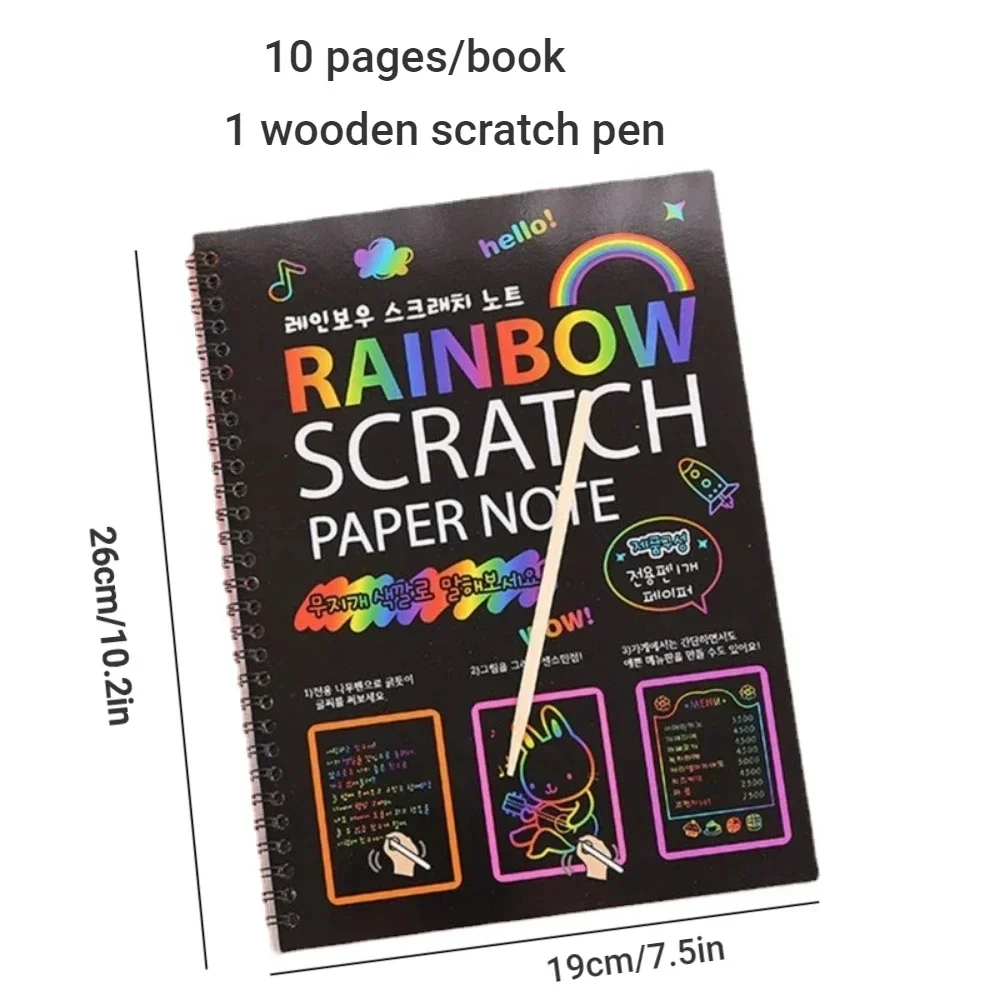 Rainbow Magic Scratch Off Paper Set for Kids Arts Scraping Painting Drawing Toys DIY Graffiti Book Montessori Educational Toys