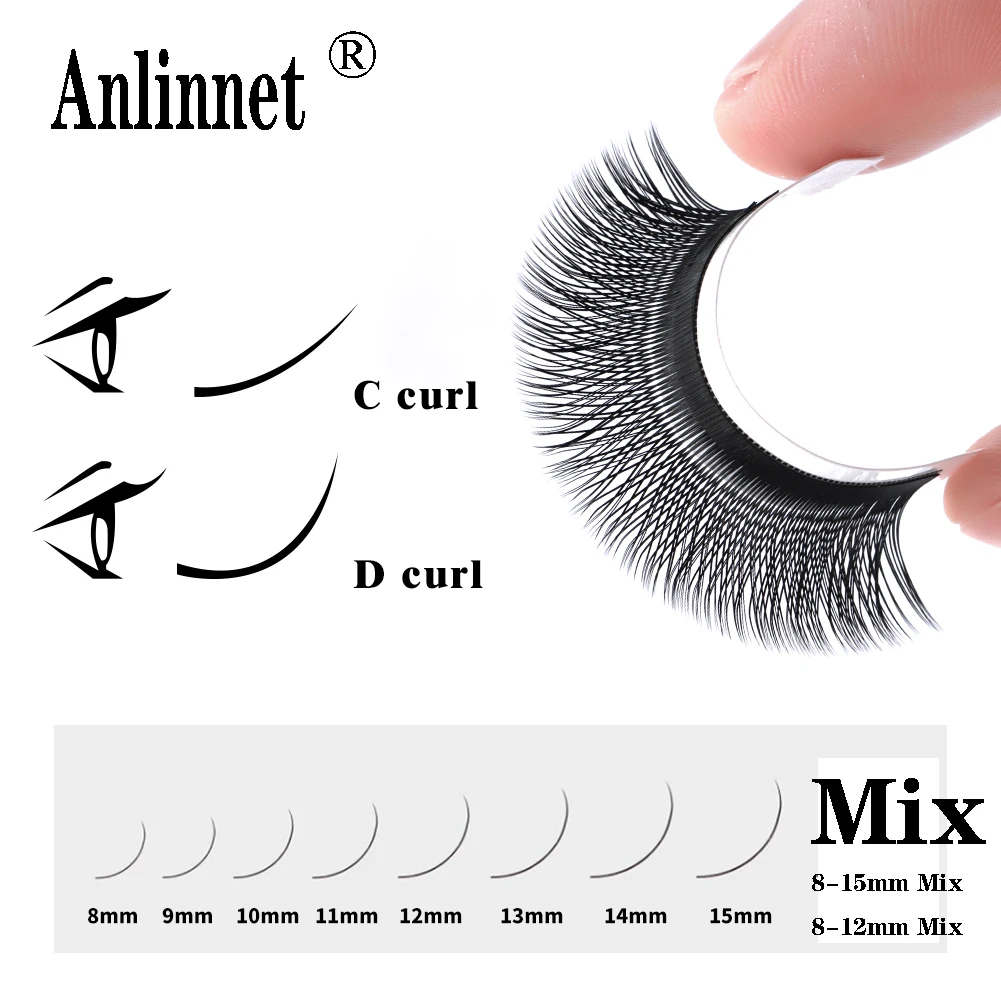 YY Shape Lashes 2D/0.07mm Faux Mink C/D 8-15mm Natural Soft Brazilian Eyelash Premade Volume Fan Hand Woven Lashes Extension