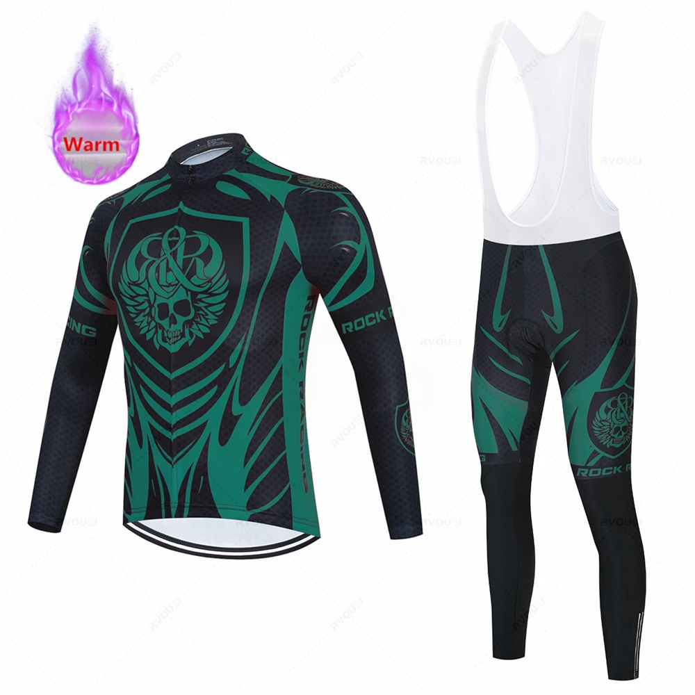 Rock Racing Winter Thermal Fleece Cycling Clothing Set Maillot Ropa Ciclismo Bicycle Jerseys Bike Sportswear Cycling Clothing