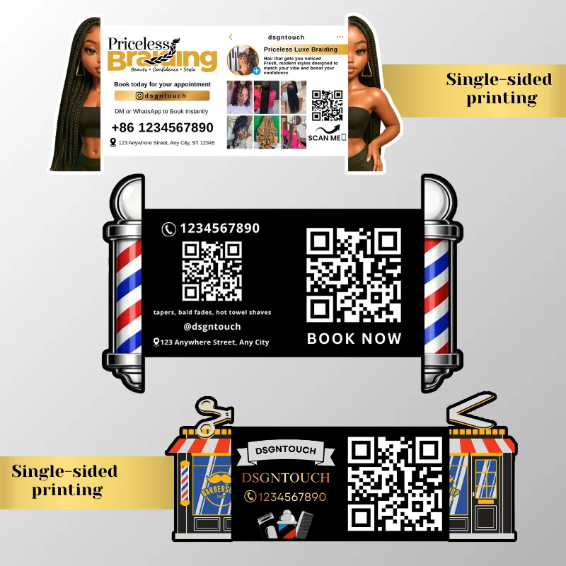 Custom Die Cut Paper Cards Barber Shop Shapes 300gsm Glossy Lamination Personalized Printing Service for Hair Salon Business