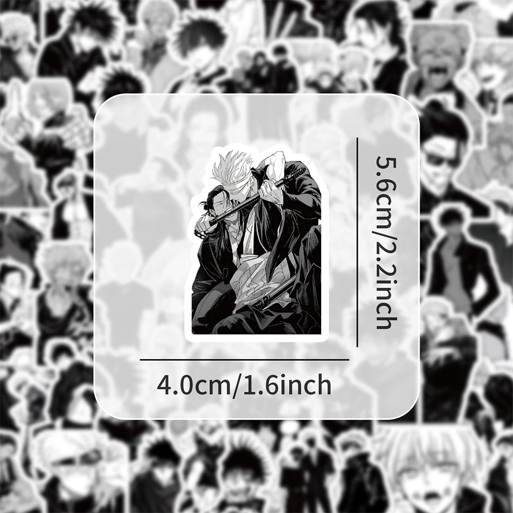 10/30/60pcs Cool Anime Jujutsu Kaisen Graffiti Stickers Black White Decals DIY Stationery Guitar Phone Cartoon Kids Sticker Gift