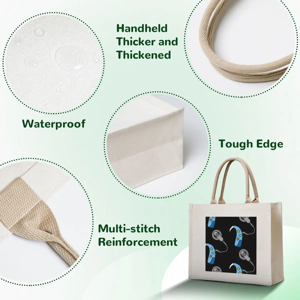 Cochlear Implant - Blue Tote Bag reusable shopping bag shopper bag woman canvas bags tote custom