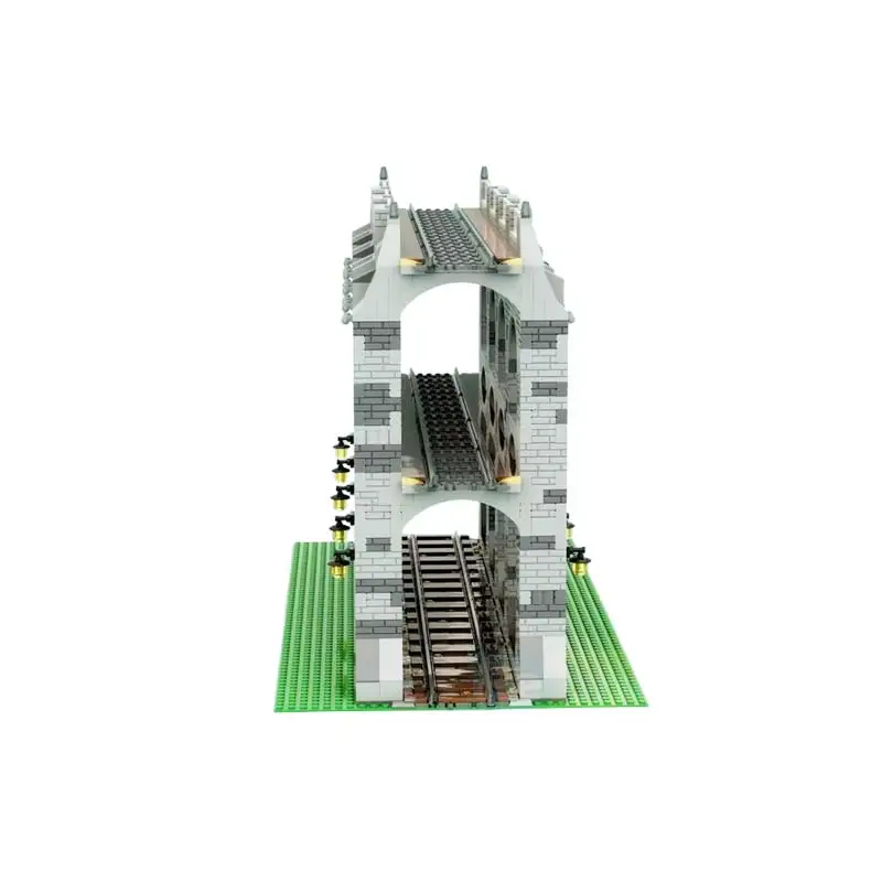 MOC Railway Bridge Building Blocks Train Track Layout Extension Elevated Overpass Station Architecture Bricks Model Toys Adult