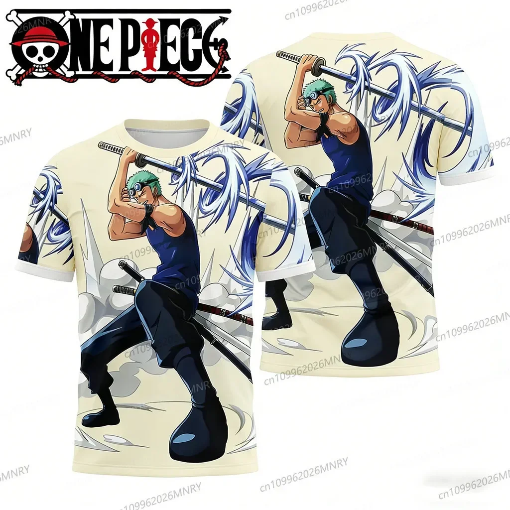 Kids One Piece Sports T-Shirt Summer Zoro One Sword Style Print Breathable Short Sleeve Tops Boys Active Sports