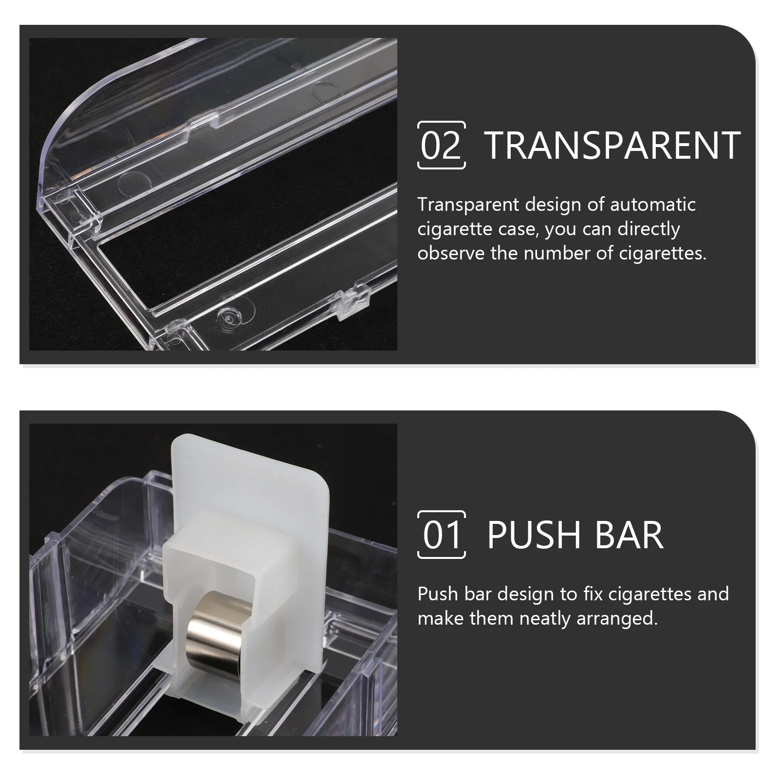 

2pcs Automatic Cigarette Dispenser Transparent Pusher Rack Clear Showcase For Store Supermarket Space-Saving Easy Install