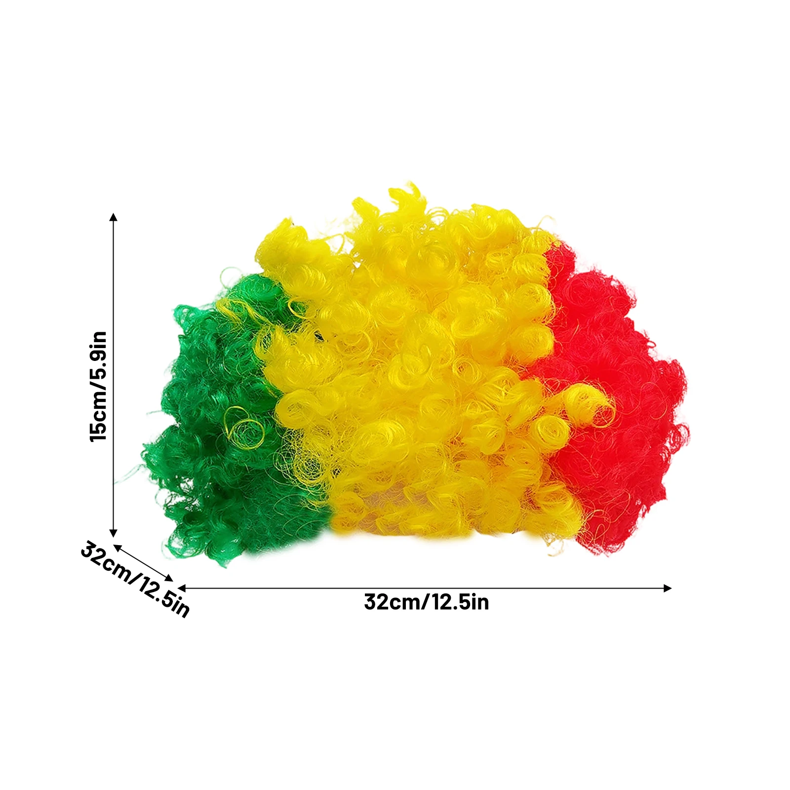 Creative Wig Football Fan Flag Color Hair Wig Fan Hair Colored Headpiece Performance Party Decoration Photo Props view 2
