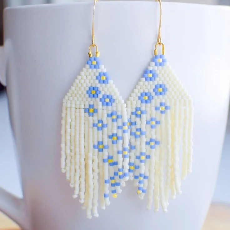 

Серьги из рисовых бусин с кисточками Ручное плетение Геометрия Цветы Богемия Узор Креативность Сплав Женская мода Простые серьги из бисера
