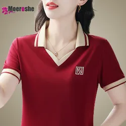 POLO estiva da donna t-Shirt manica corta abbigliamento donna giovanile abbigliamento moda Pulovers top Cotton Tees Ladies Tops