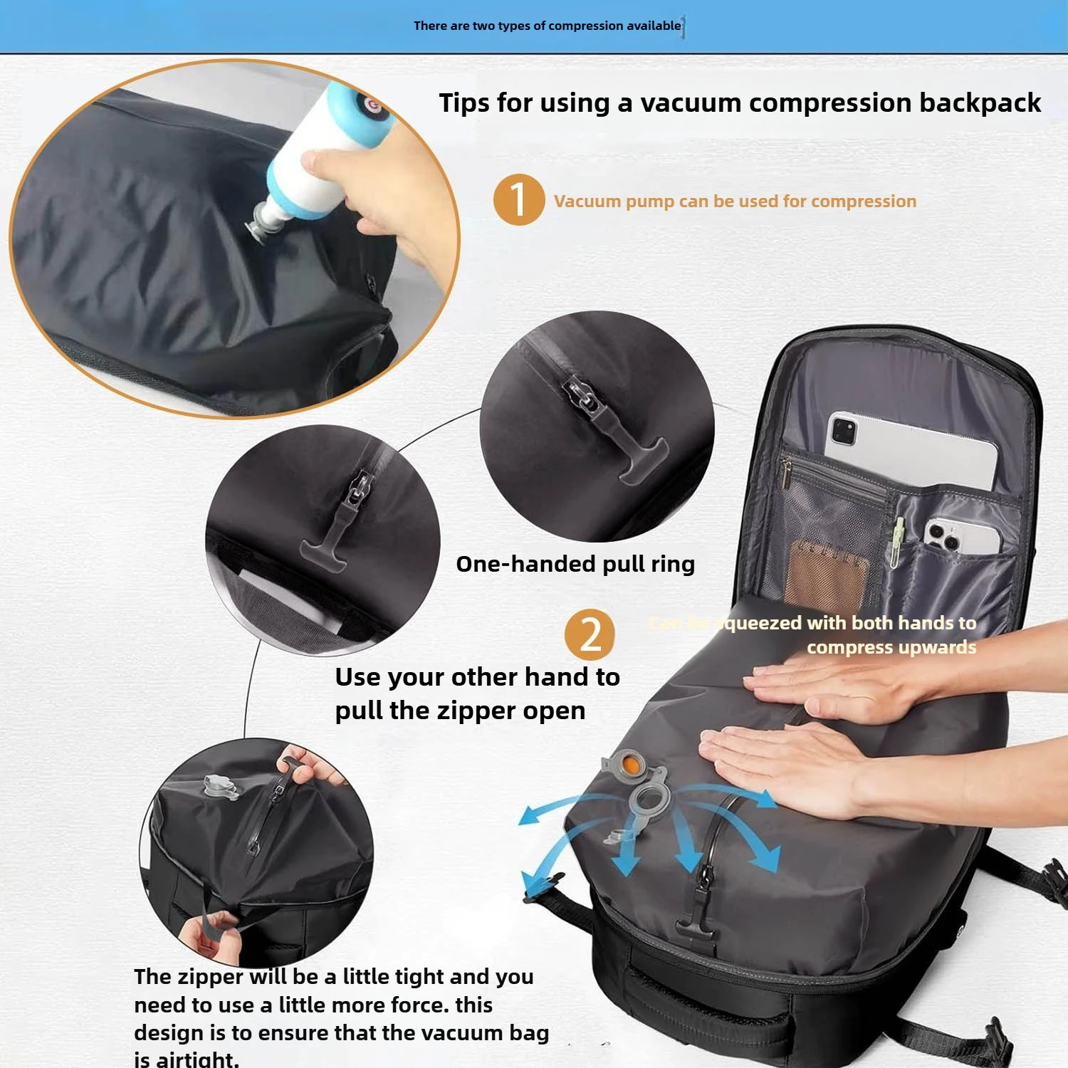 حقيبة ظهر للسفر محكمة الغلق مفرغة - حقيبة كمبيوتر محمول صغيرة للاستخدام الخارجي، خفيفة الوزن ومتينة للتنقل اليومي والرحلات القصيرة #3