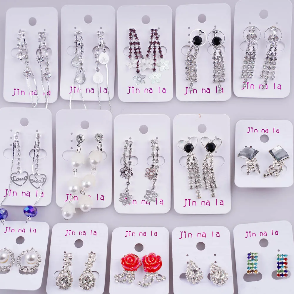 10Pairs/Lot New Korean Fashion Shiny Pearl Clip On Earrings Women Without Piercing Crystal Drop Jewelry Wedding Gifts Wholesale