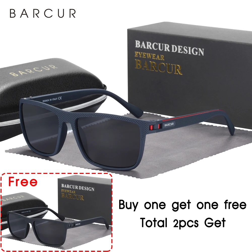 BARCUR Ontwerp TR90 Zonnebril Heren Gepolariseerde Lichtgewicht Sportzonnebril Dames Brillen Accessoire Oculos UVAB Bescherming