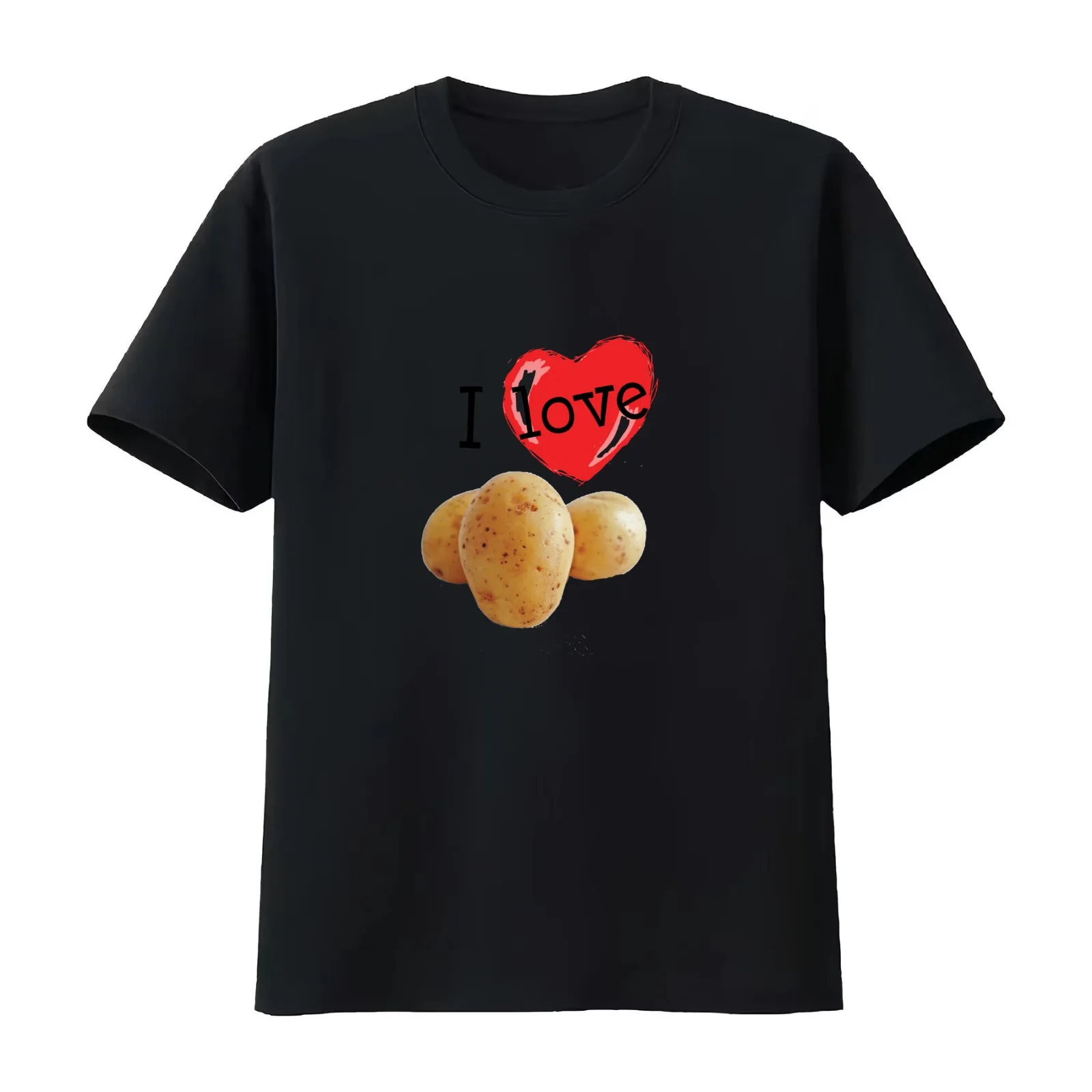 I Love Potatoes T-Shirt Summer Casual Cotton Tee Oversized Streetwear Tops Vintage Graphic Print Loose Fit Short Sleeve