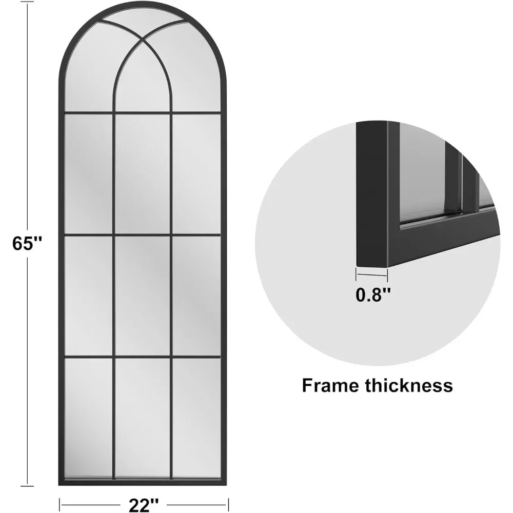 مرآة حائط مقوسة كاملة الطول، قائمة على الأرض، نمط المزرعة، مرآة طويلة للجسم لديكور المنزل #3