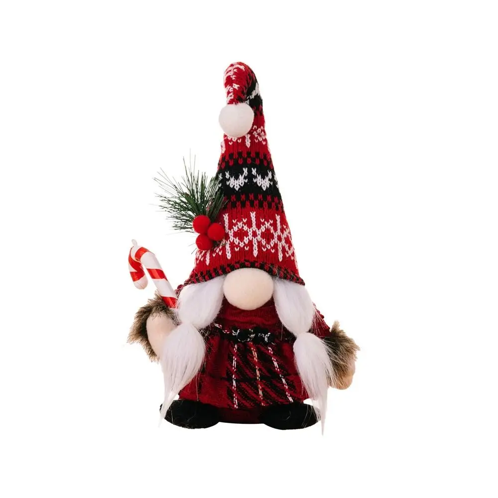 

Funny Knitted Christmas Crutch Doll Non-woven Crutch Faceless Elf Doll European Oil Lamp Dwarf Doll Ornaments New Year Gift