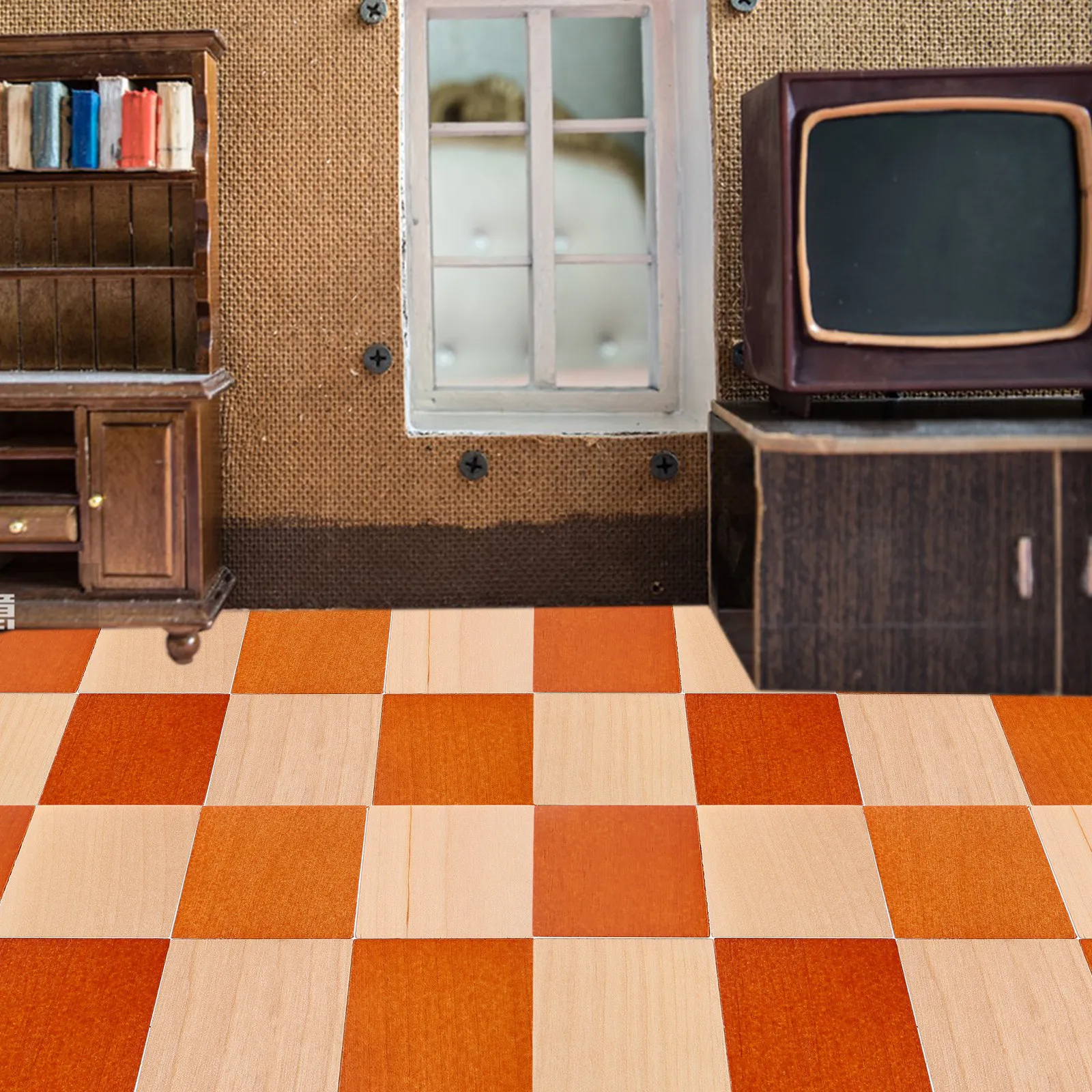 

48Pcs DIY Double-Sided Miniature Wooden Flooring Tiles for Dollhouse Home Decor Mini Floorboard Accessories Vintage Style