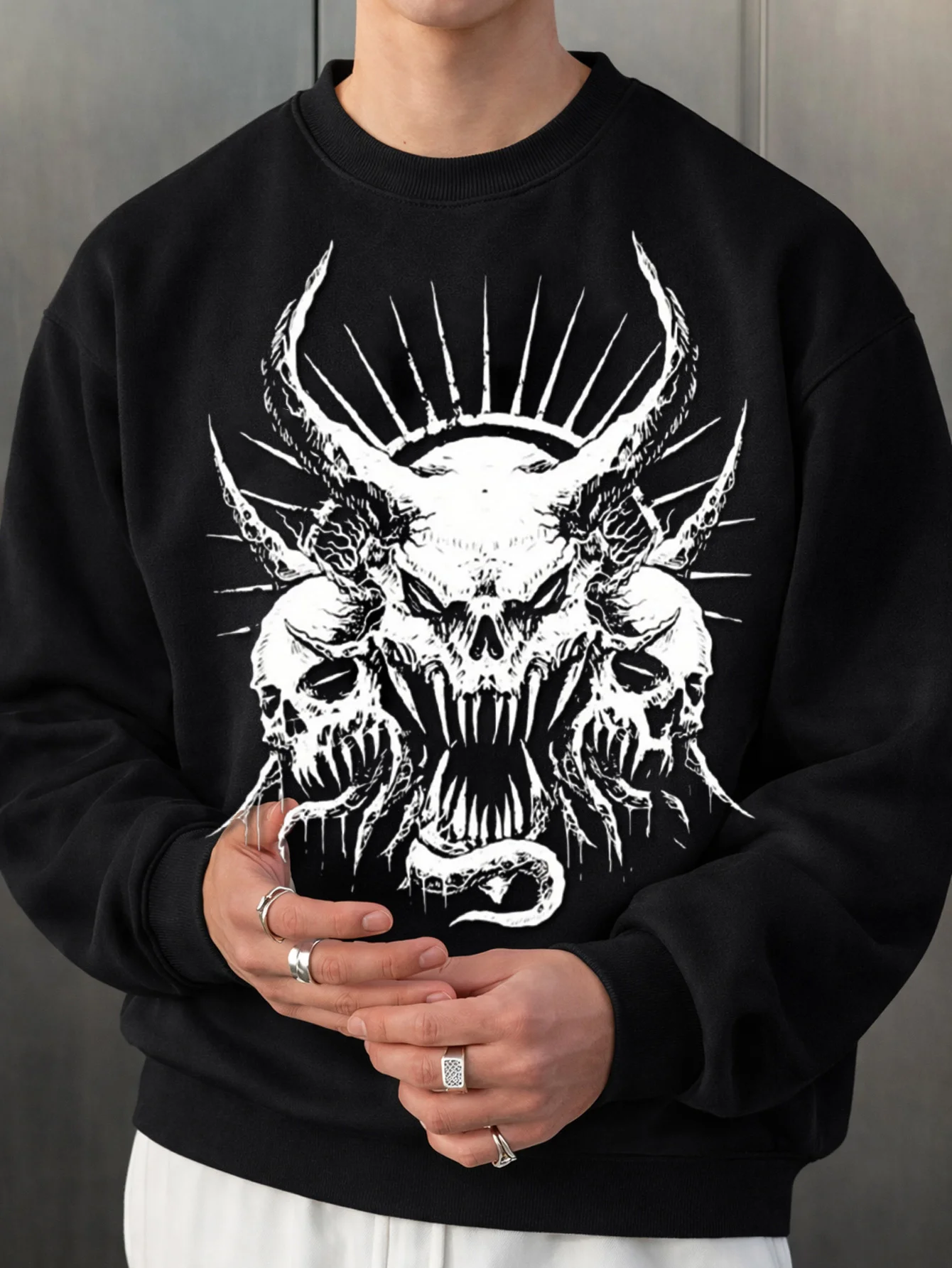Street Fashion Urban - Męska bluza z okrągłym dekoltem, modny