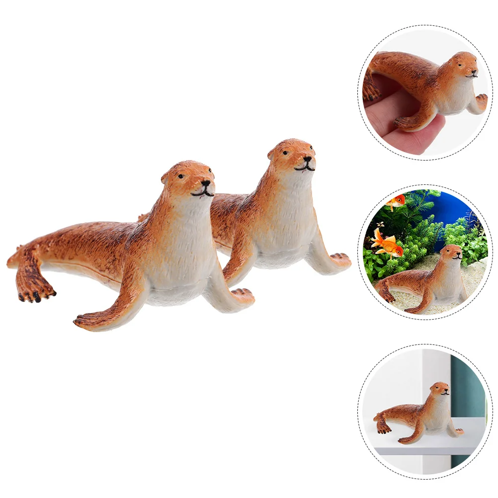 

2Pcs Simulation Sea Lion Resin Decoration Bedroom Playroom Aquarium Marine Animal Cognitive Educational Figure