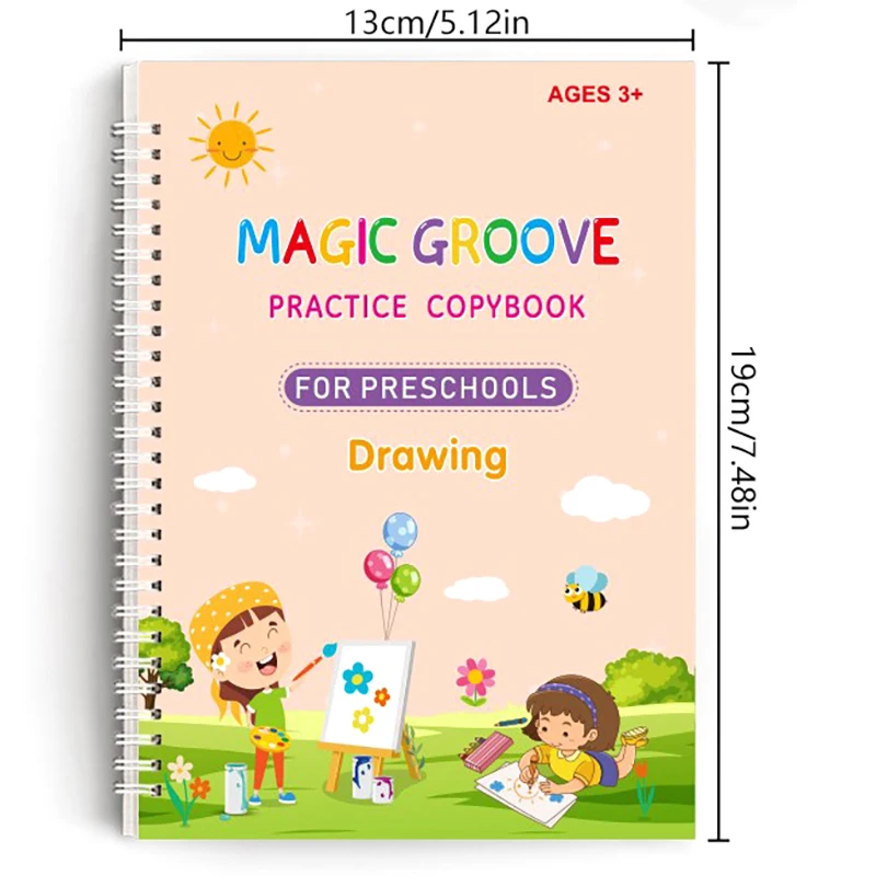 1/4 Pcs Magic Practice Copybook Pen Preschools Kids Calligraphy English Verison Free Wiping Children Reusable Writing Book