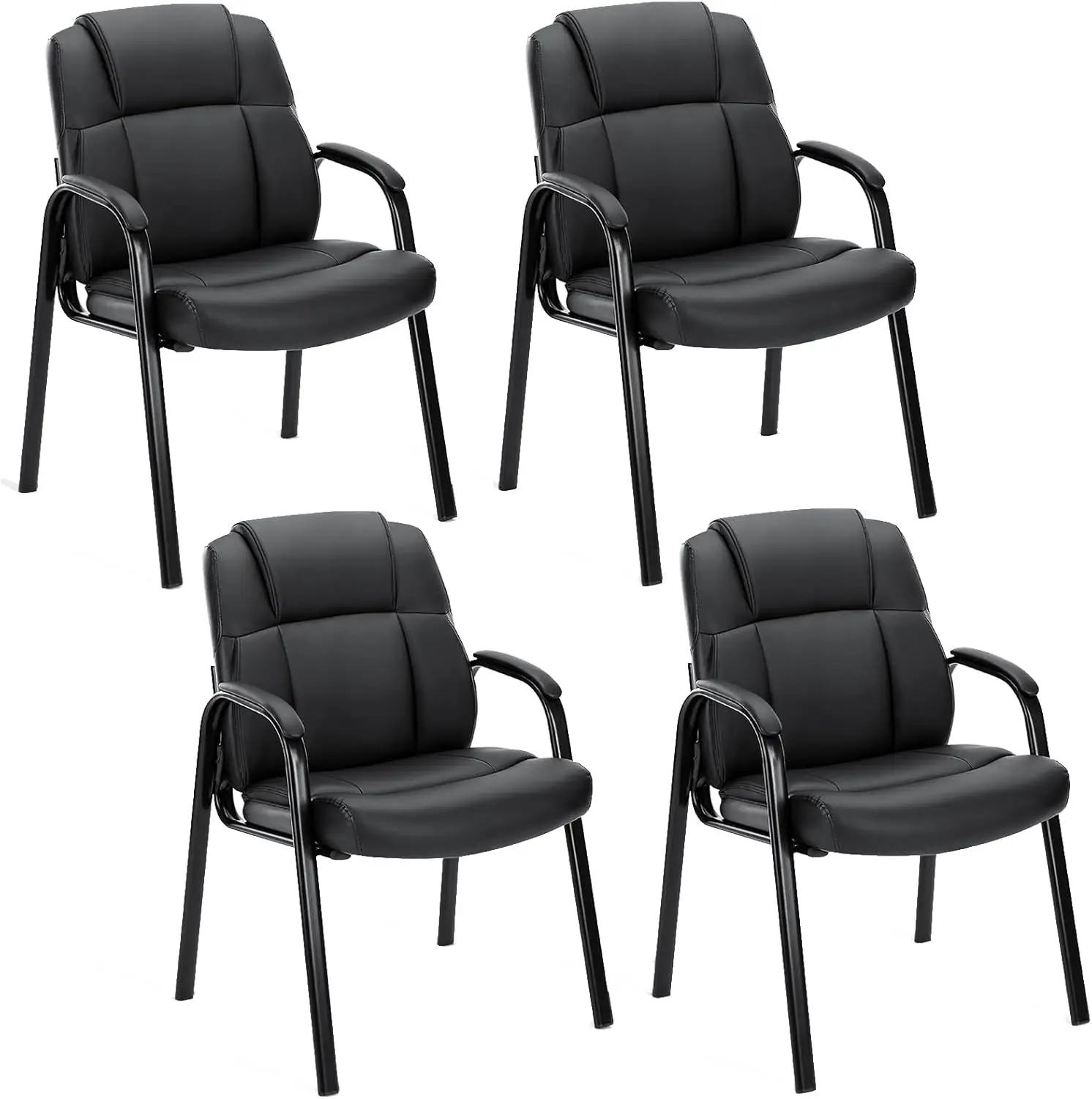 Sweetcrispy Waiting Room Chairs Office Guest Chairs Set Of 4, Big And Tall Reception Chairs Desk Chair No Wheels Executive