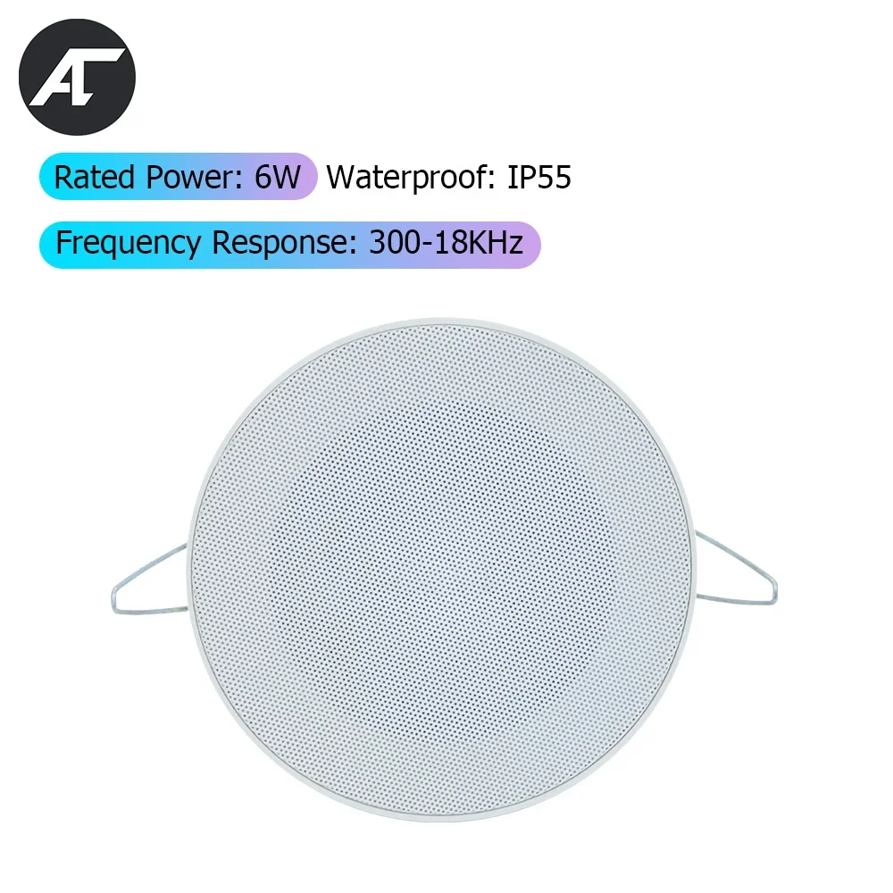 Mini 6W Waterproof Ceiling Speaker Outdoor Loudspeaker 4inch 100V Public Address System Audio Bathroom Park Hotel Museums School