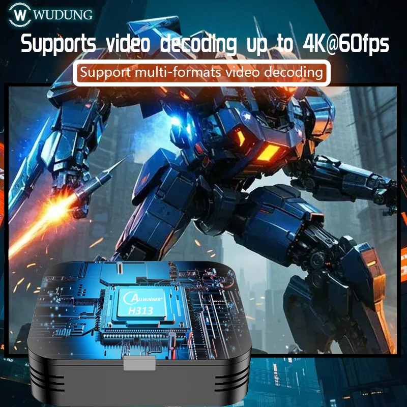 Wudung TV Box 2GB 16GB Storage USB HD 2.4G Wifi 4K HDR Set Top Box Super Mini Portable Video Movice TV Channel Media Player