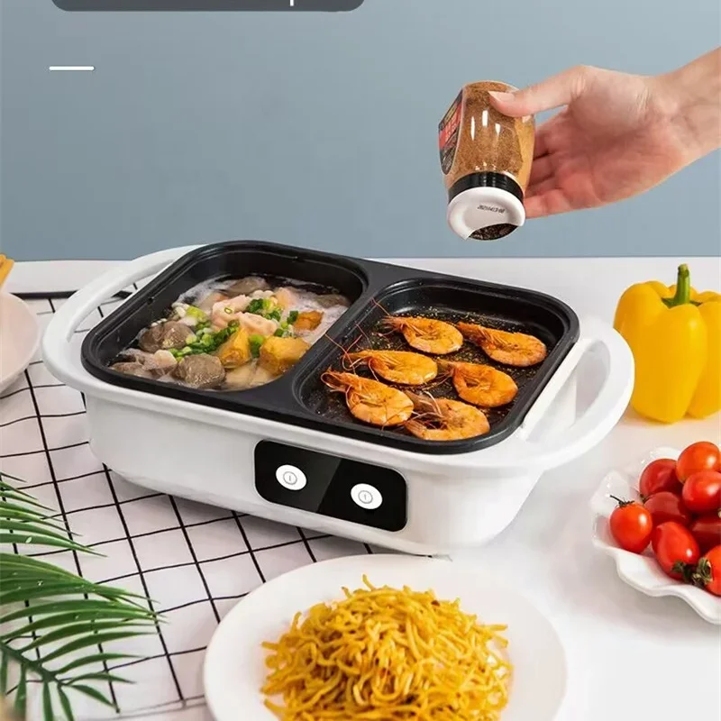 1300w Hot Pot Multifunctional Electric Bbq Grill Non Stick Plate Barbecue Pan Food Cooker 220V 110V