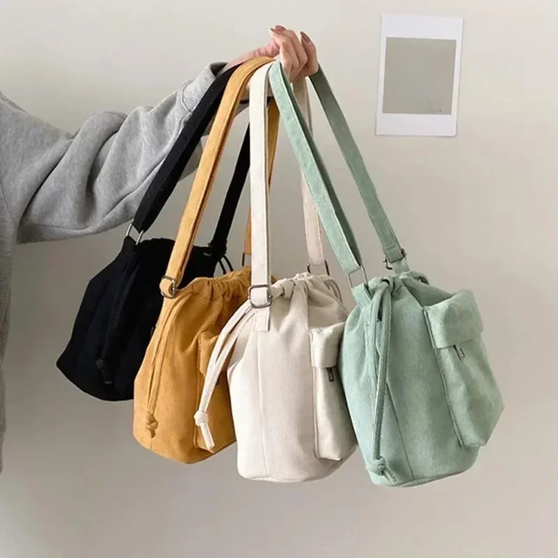 Women Fashion Tote Handbag Padded Shoulder Drawstring Small Purse Messenger Bag Soft Slouchy Wallet Travel Bucket Bag