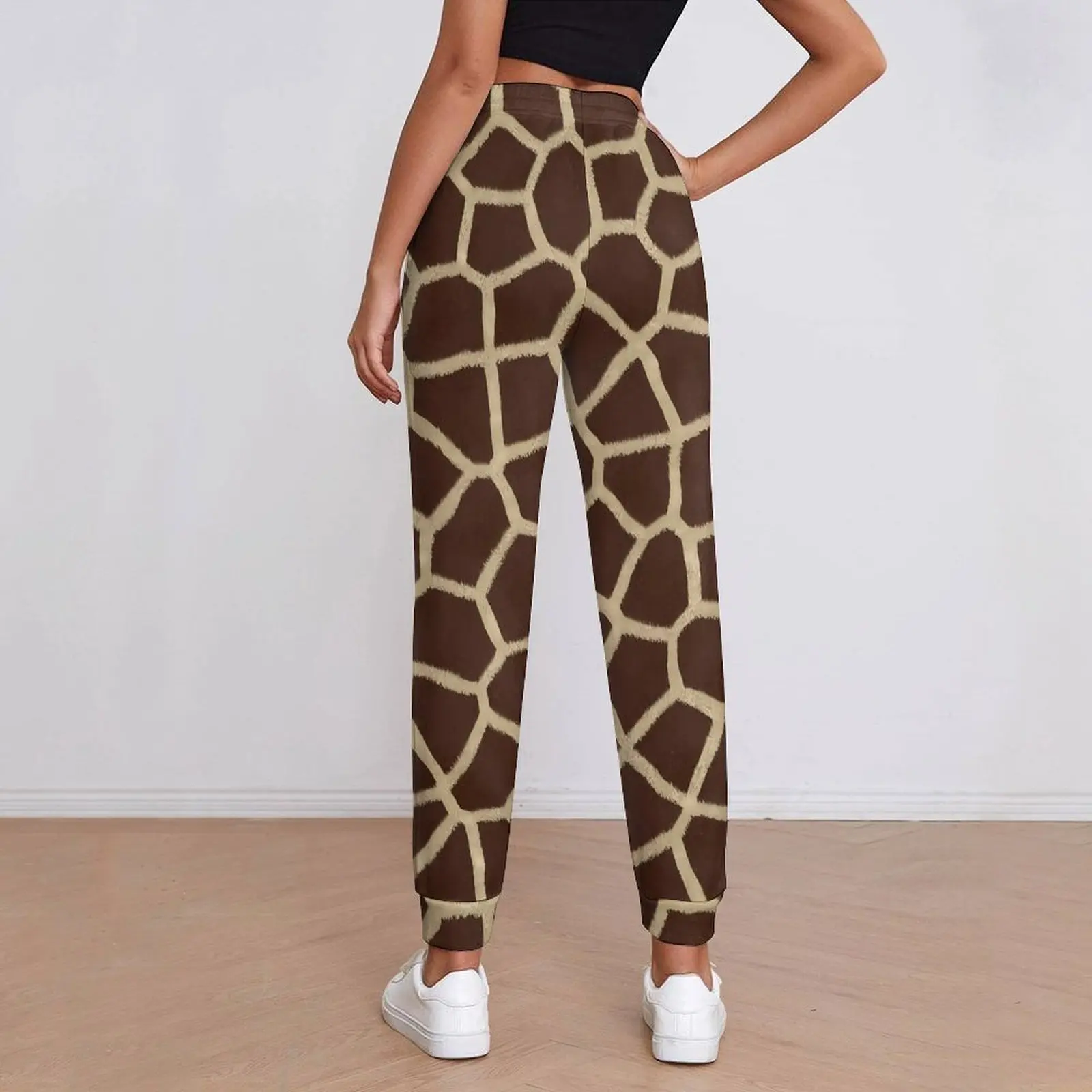 Giraffe Print Pants Ladies Brown Animal Hippie Joggers Spring Kawaii Custom Trousers Big Size 3XL