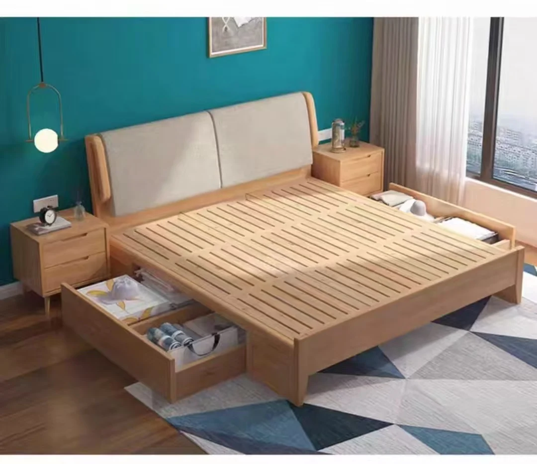 %&2026 King-size Queen-size Wood Bed Solid Oak Factory Sell Directly King-size Queen-size Wood Bed for Bedroom