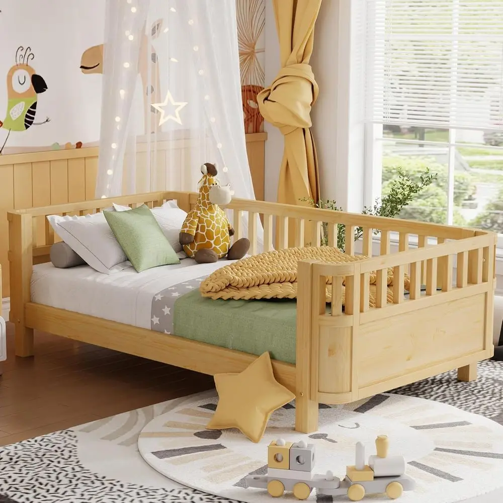 

Детская кровать низкого профиля размера Twin с бортиками, подходит для мальчиков и девочек, без пружинного блока, тихая и естественная (без шумных пружин)