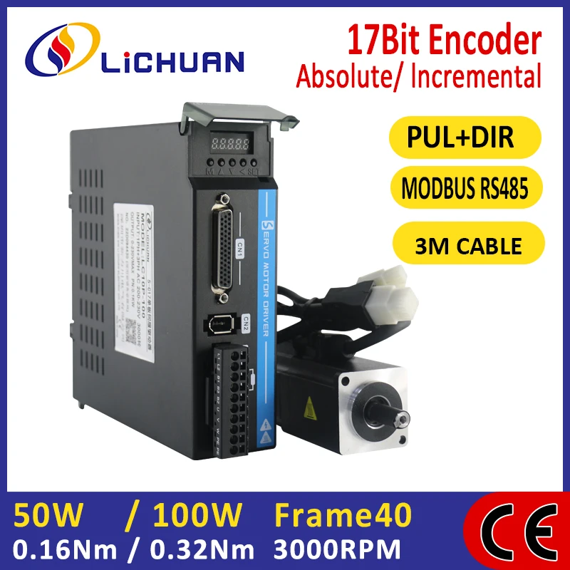 lichuan servo motor com ac servo driver grupo fr40 3000rpm 50w 100w fase ac 220v baixo preco 01