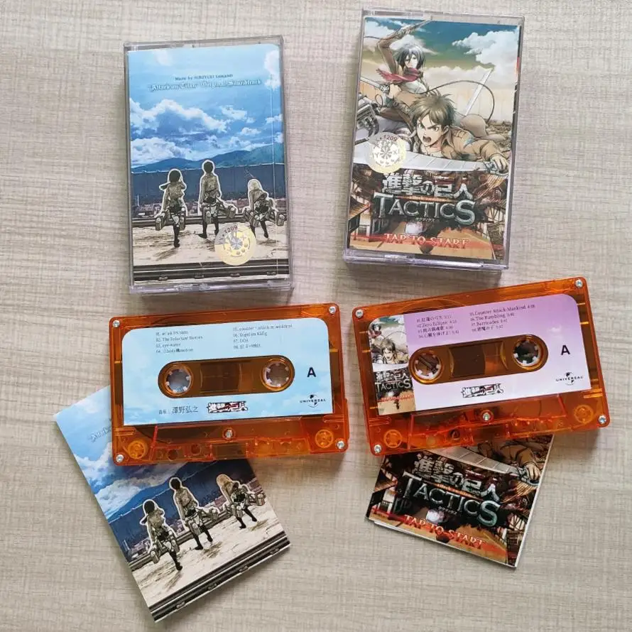 Anime Attack on Titan Music Tape, Levi Ackerman Scout Regiment, Eren Jaeger, Cosplay Cassettes Soundtracks Box Walkman Tape Gifts