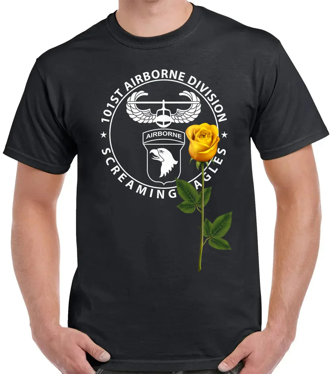 101st Airborne Division Screaming Eagles Badge T-Shirt 100% Cotton O-Neck Summer Short Sleeve Casual Mens T-shirt Size S-3XL