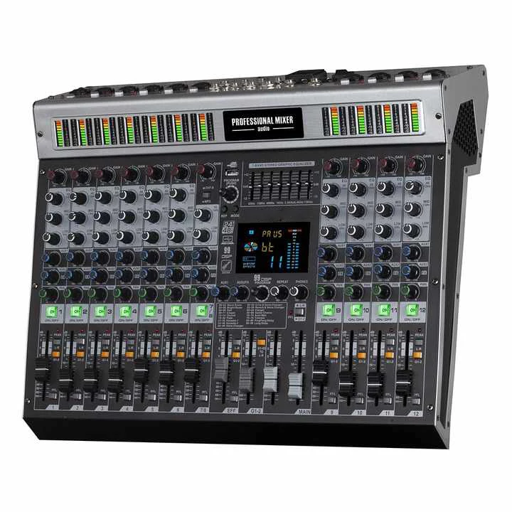 

12 Channel 99 DSP Usb Bt Mp3 Professional Powered Audio Mixing Console for Stage