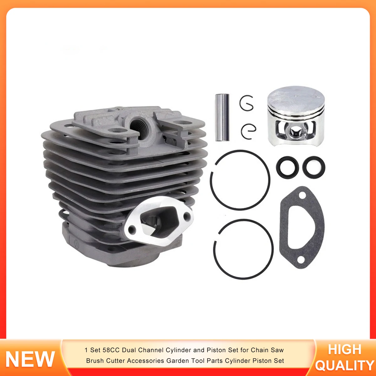 

1 Set 58CC Dual Channel Cylinder and Piston Set for Chain Saw Brush Cutter Accessories Garden Tool Parts Cylinder Piston Set