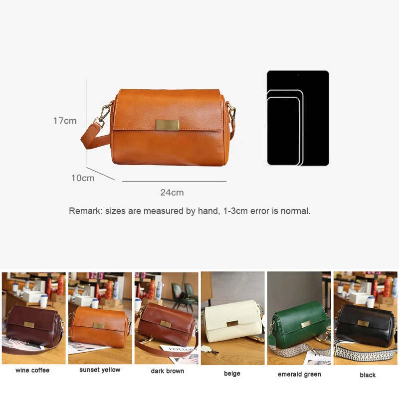 2023 New Summer Women Shoulder Bag Female Vegetable Tanned Real Leather Messenger Lady Vintage Flap Underarm Bag Commute Handbag