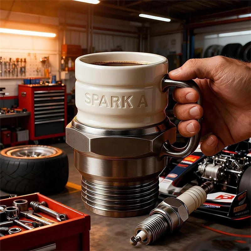 Coffee Mug Cup For Car Lovers Automotive Themed Coffee Mug Spark Plug Mug For Car Enthusiasts Mechanics & Garage Lovers
