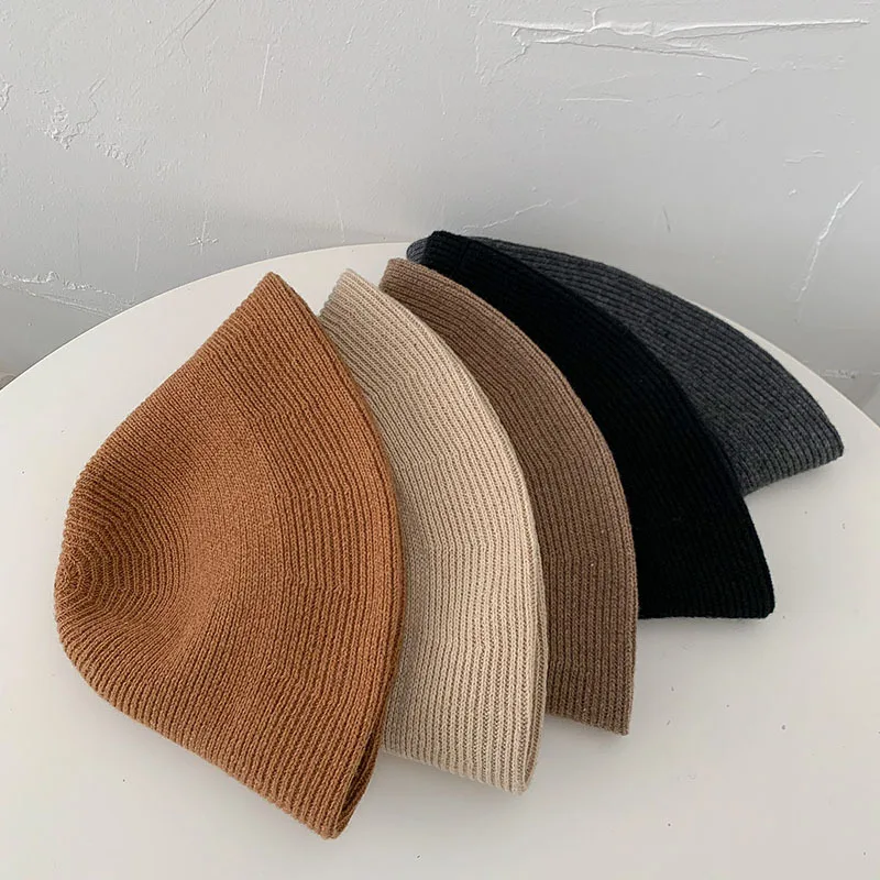 Women\'s Bucket Hats Winter Warm Woolen knitted Fisherman Hats Version Casual Street Panama Hat Male Bob Hiphop Female Hat 2023