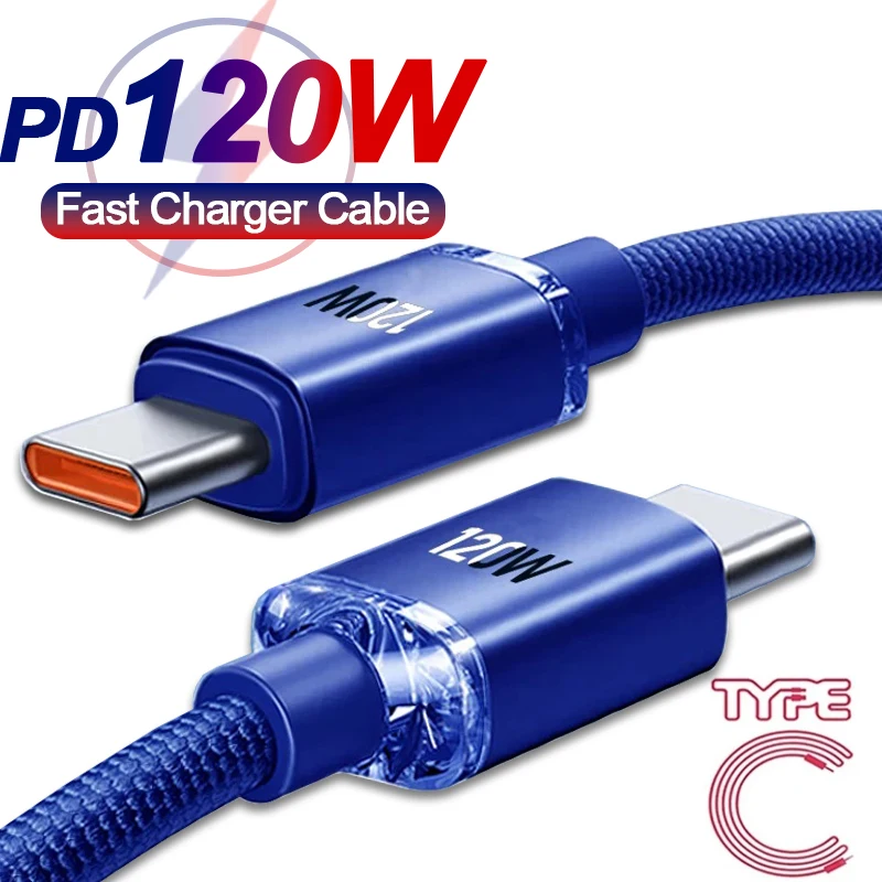 PD120W Super Fast Charging USB C Data Cables Dual Type C Male To Male Mobile Phone Charger Wire Cord Suitable for IPhone 15